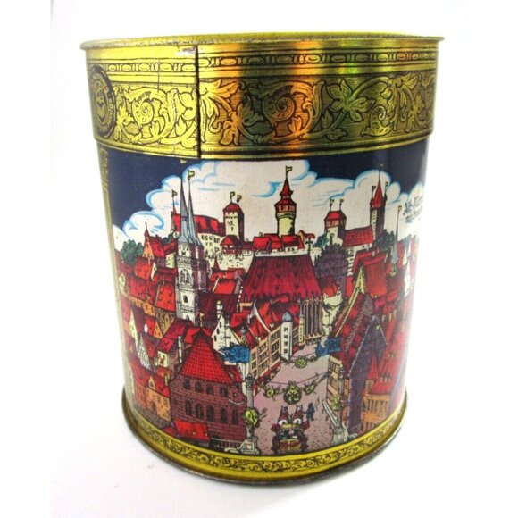 VTG E.Otto Schmidt Nurnberg Round Biscuit Tin Lebkuchen Und Honig Germany -Empty - Picture 7 of 13